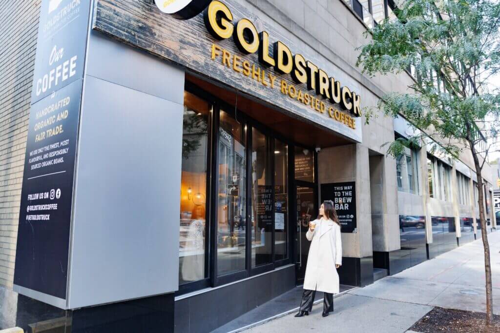 goldstruck coffee shop exterior signage